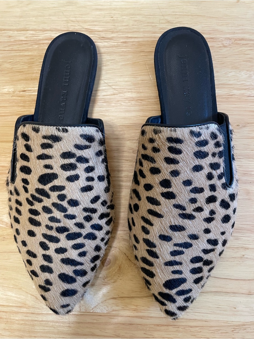 Jenni Kayne Leopard Print Pointed Mule Slip-On - Black/Tan Size 5/35